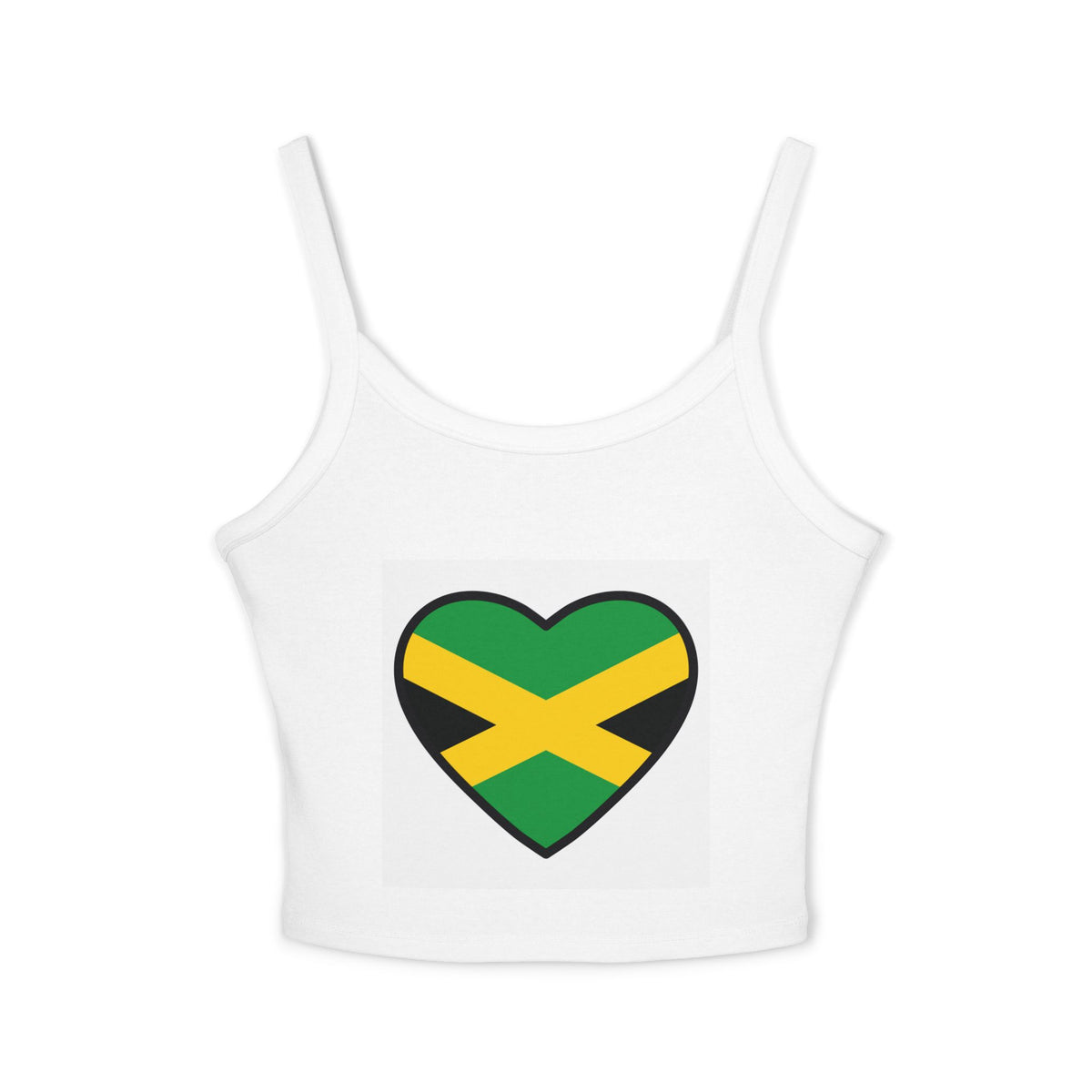 Jamaican Heart Women's Spaghetti Strap Tank Top - Summer Vibes, Casual Wear, Perfect for Festivals and Beach Days