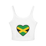 Jamaican Heart Women's Spaghetti Strap Tank Top - Summer Vibes, Casual Wear, Perfect for Festivals and Beach Days
