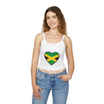 Jamaican Heart Women's Spaghetti Strap Tank Top - Summer Vibes, Casual Wear, Perfect for Festivals and Beach Days