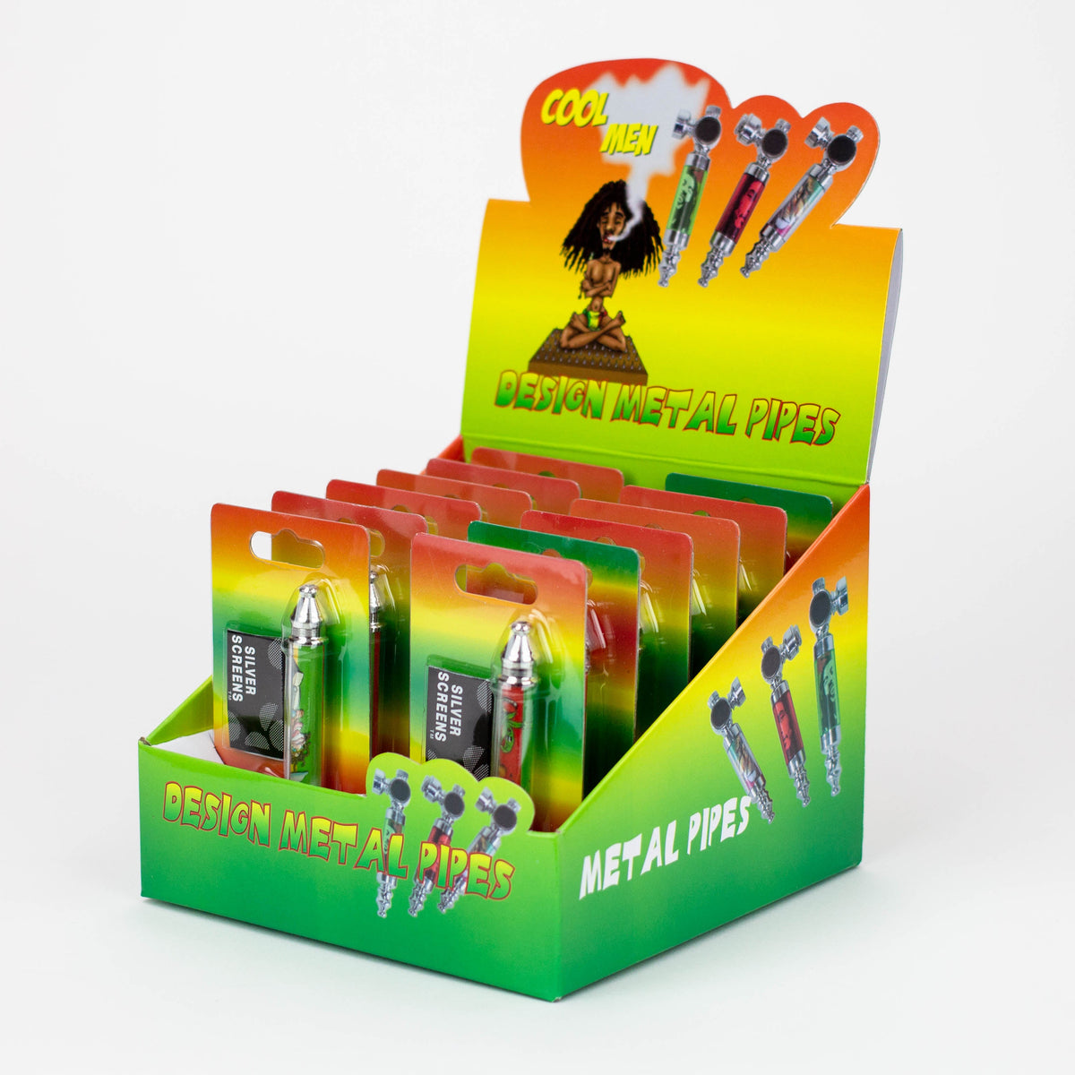 3" Rasta man Metal Pipe with screen display box ( 255F )