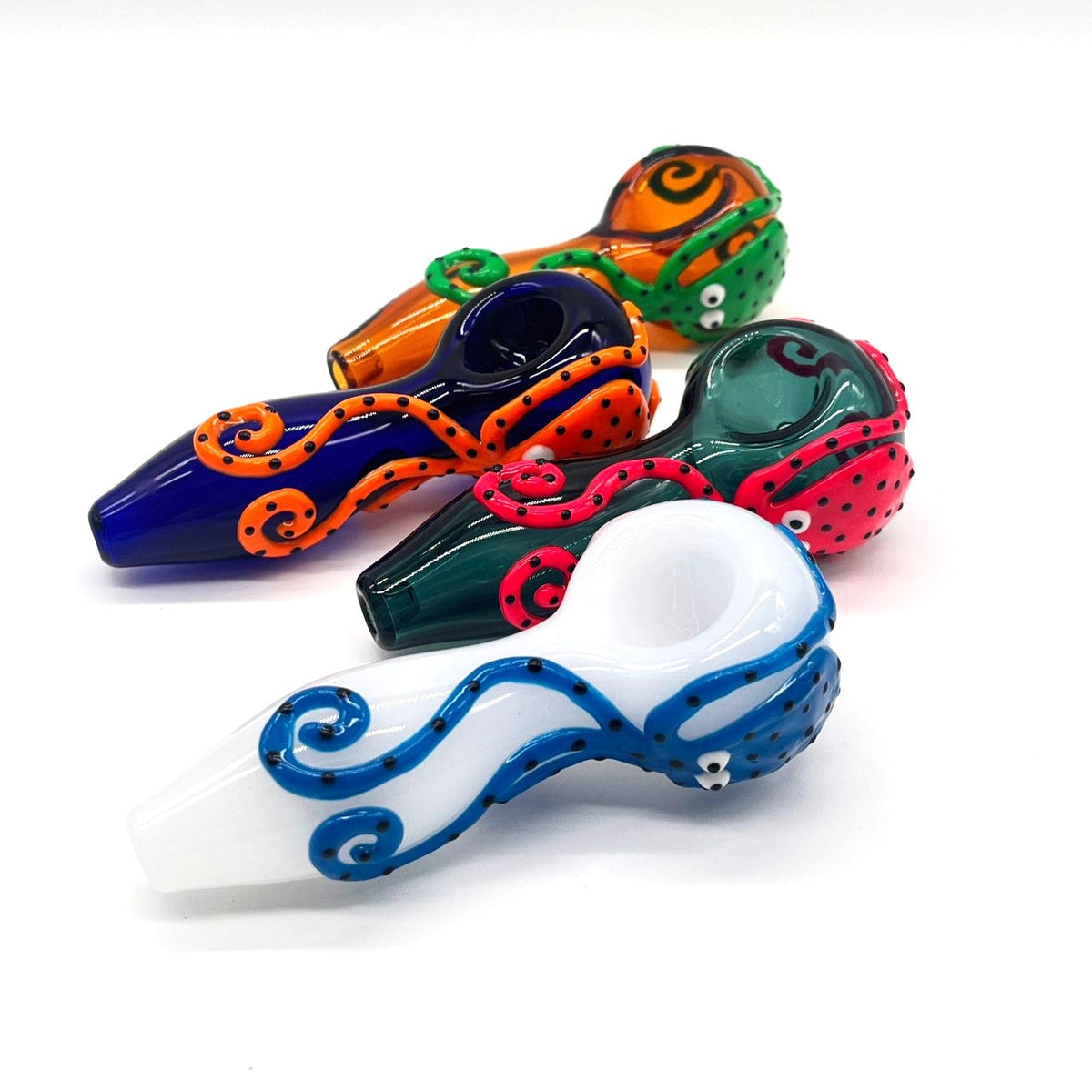 Octopus V2 Glow In The Dark Glass Smoking Spoon Hand Pipe