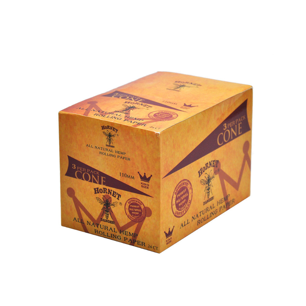 HORNET | King Size Natural Pre-Rolled Paper Cones 3 x 24CT