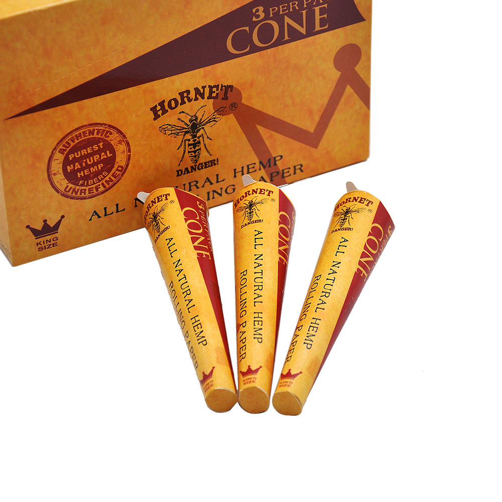 HORNET | King Size Natural Pre-Rolled Paper Cones 3 x 24CT