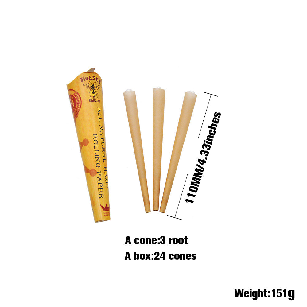 HORNET | King Size Natural Pre-Rolled Paper Cones 3 x 24CT