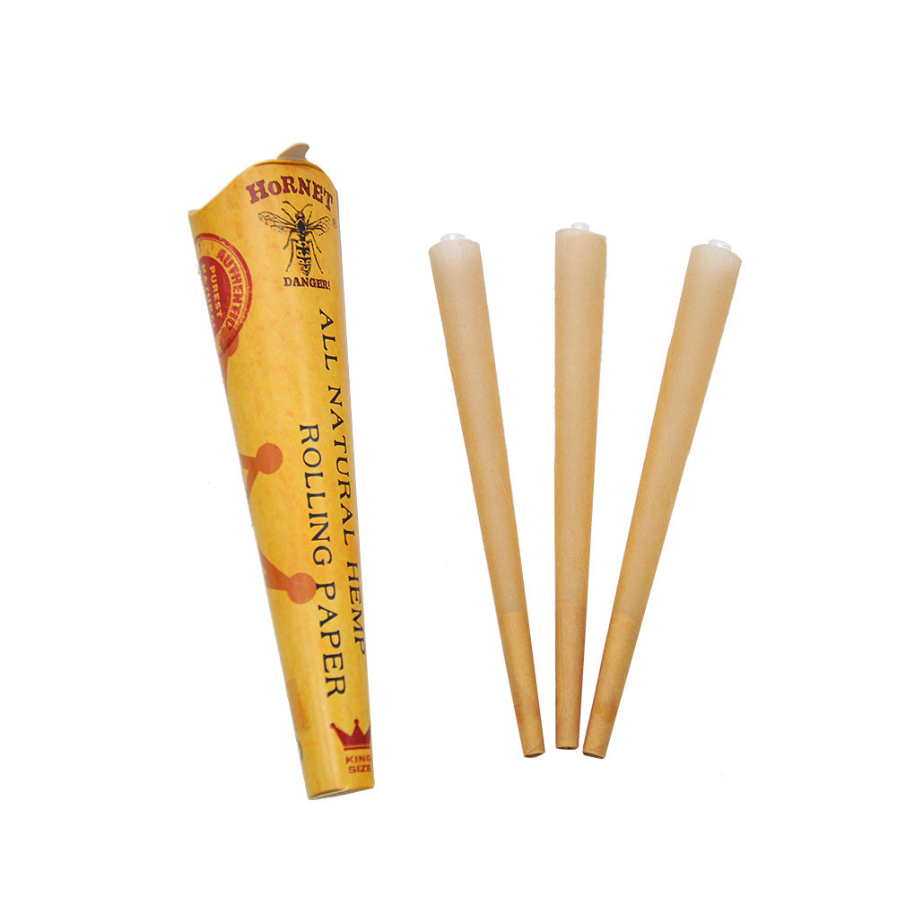 HORNET | King Size Natural Pre-Rolled Paper Cones 3 x 24CT