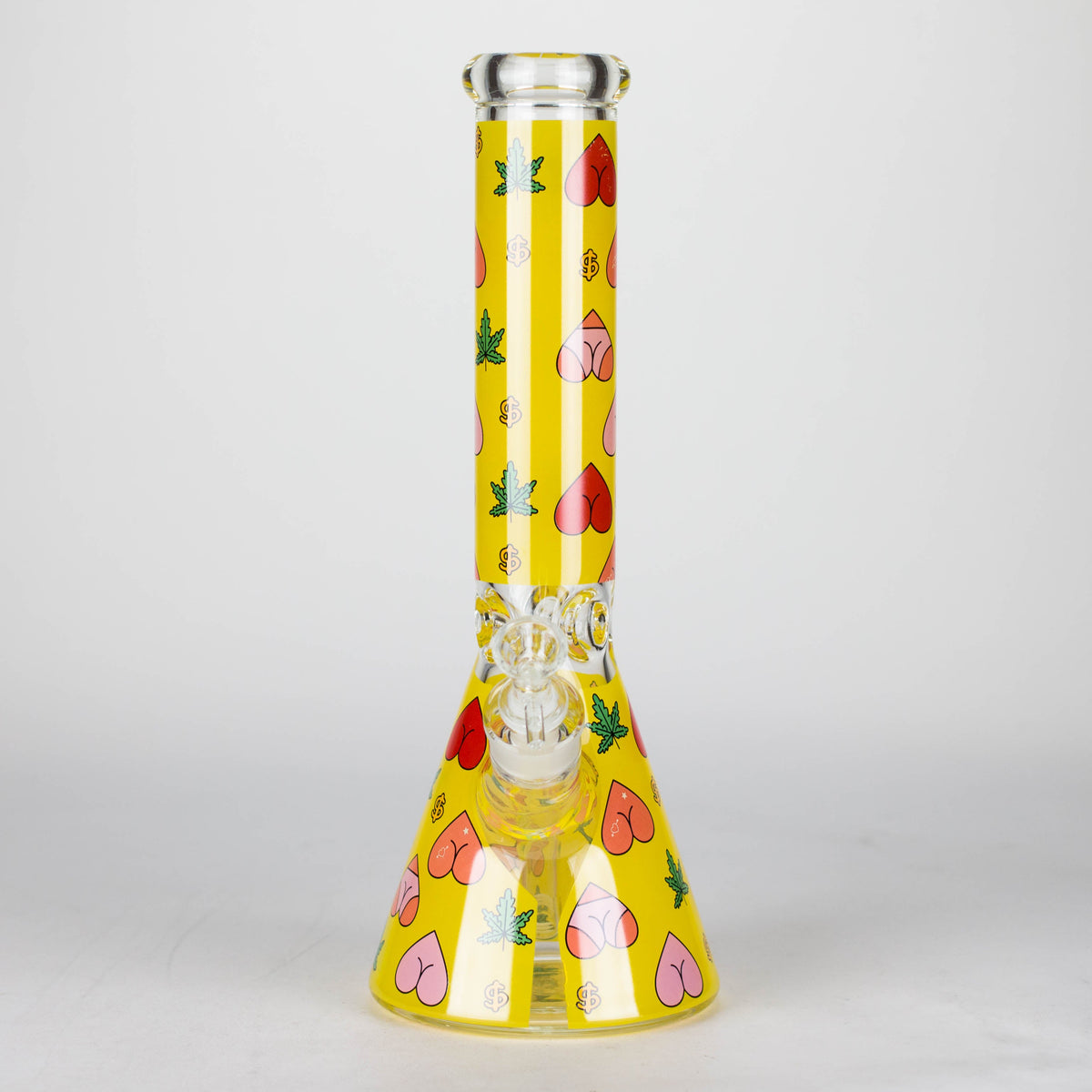 Bong en verre de 14 pouces (7 mm) avec motif cœur