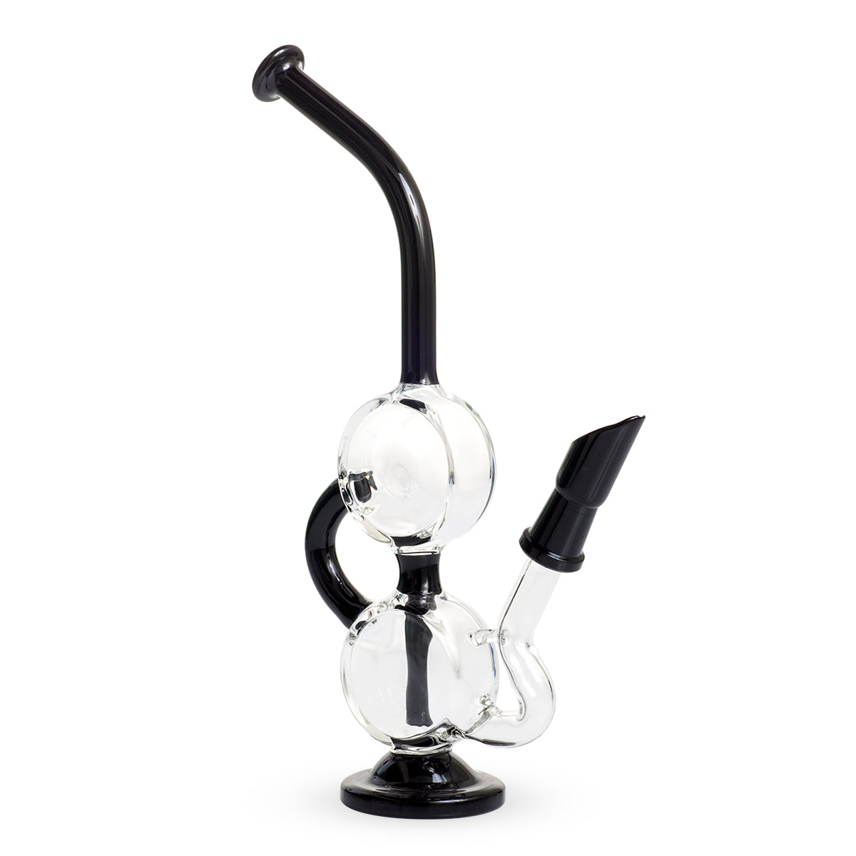 10" Dab Rig Recycler M14 - Black and Clear