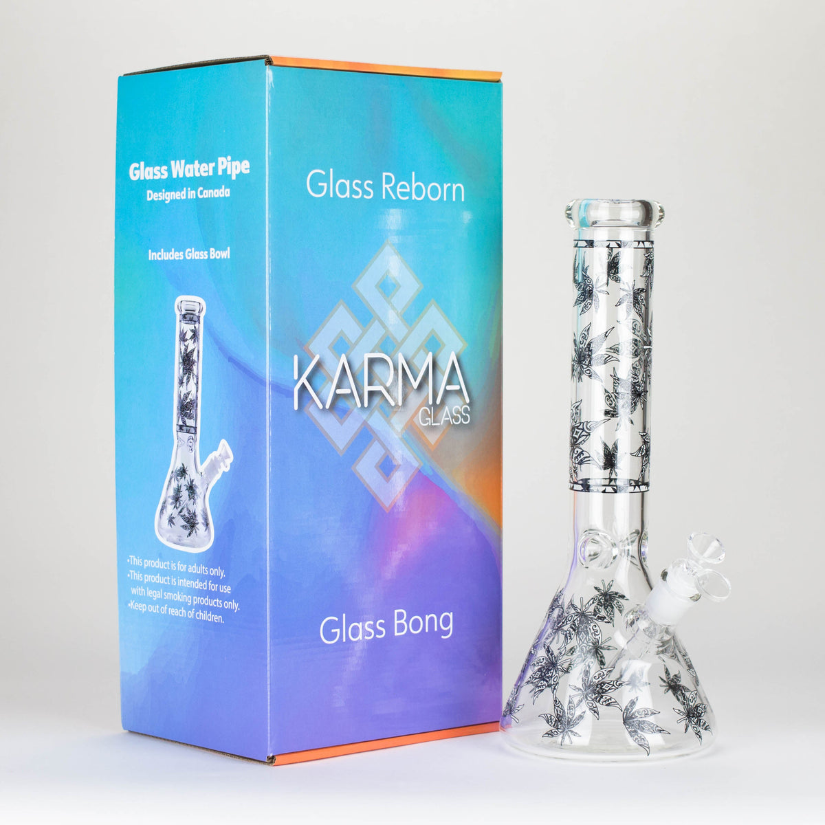 Karma | 14" Leaf Beaker Glow in the dark Glass Bong