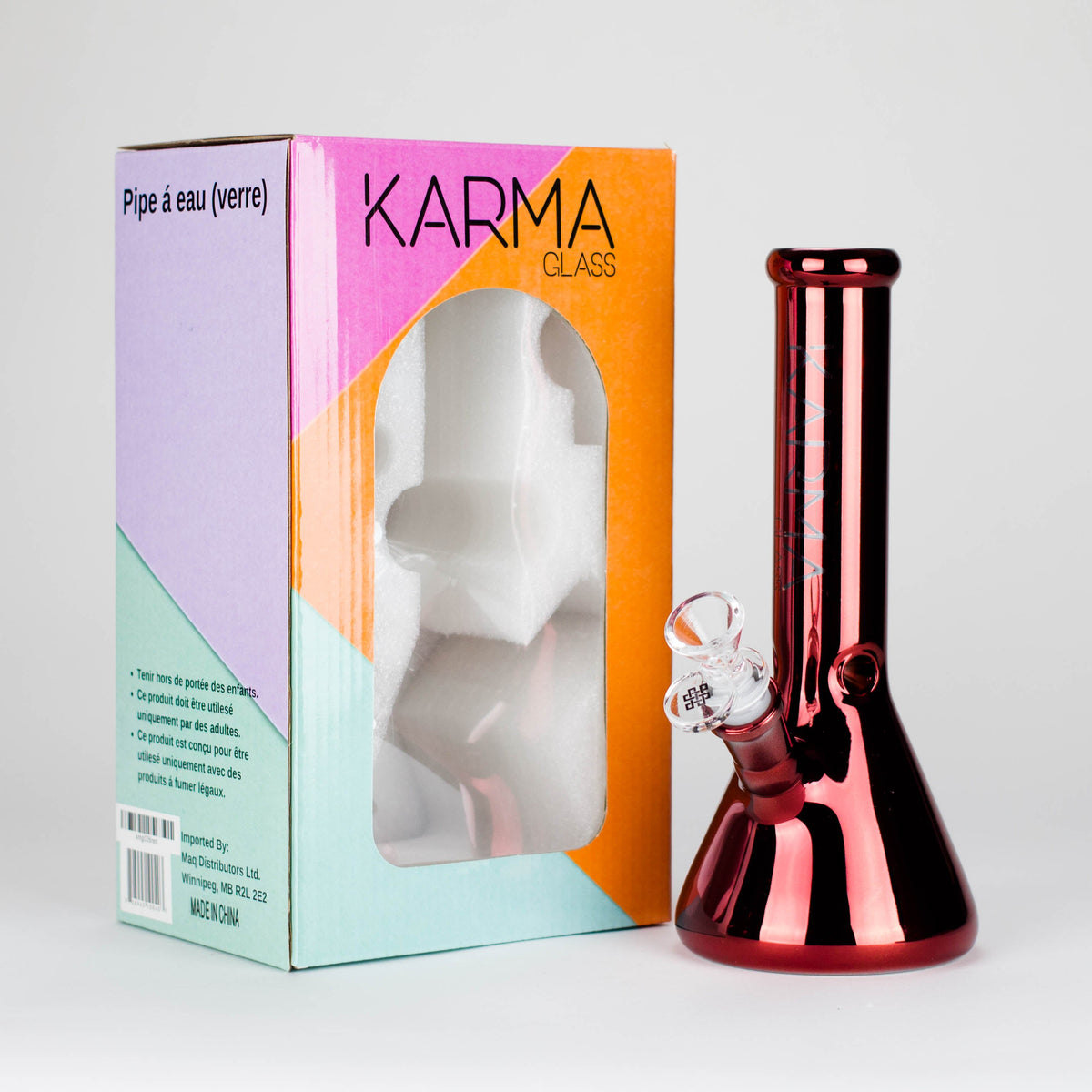 Karma | Bong de vidrio de 23 cm, vaso metálico