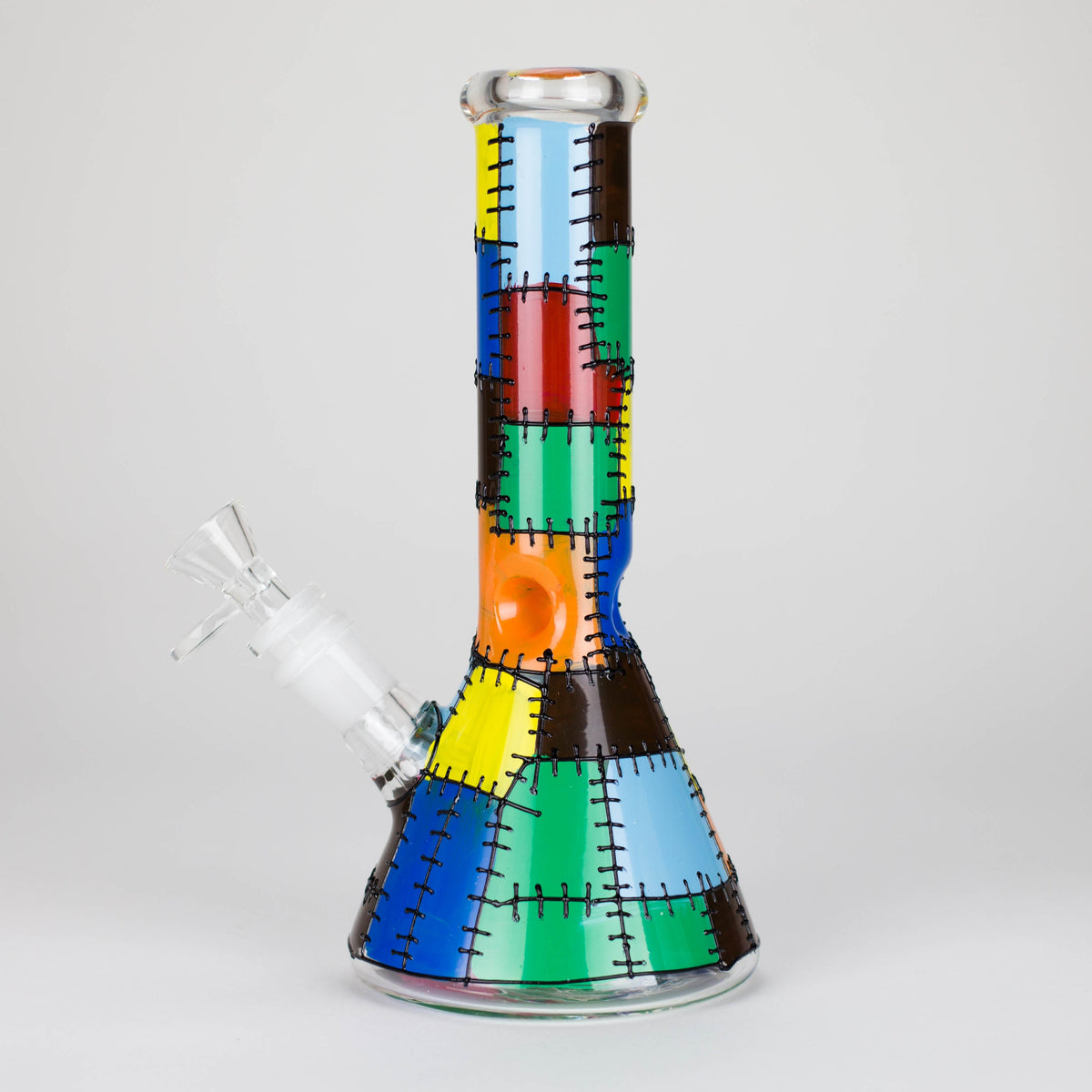 Karma | 9" Beaker Stitched Up Design Glass Bong