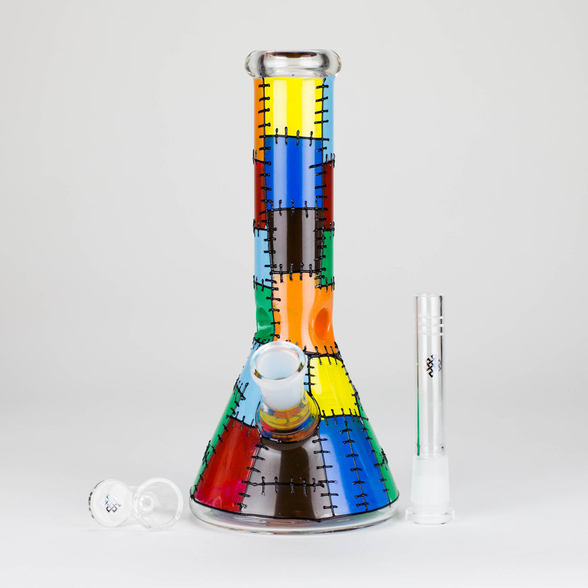 Karma | 9" Beaker Stitched Up Design Glass Bong