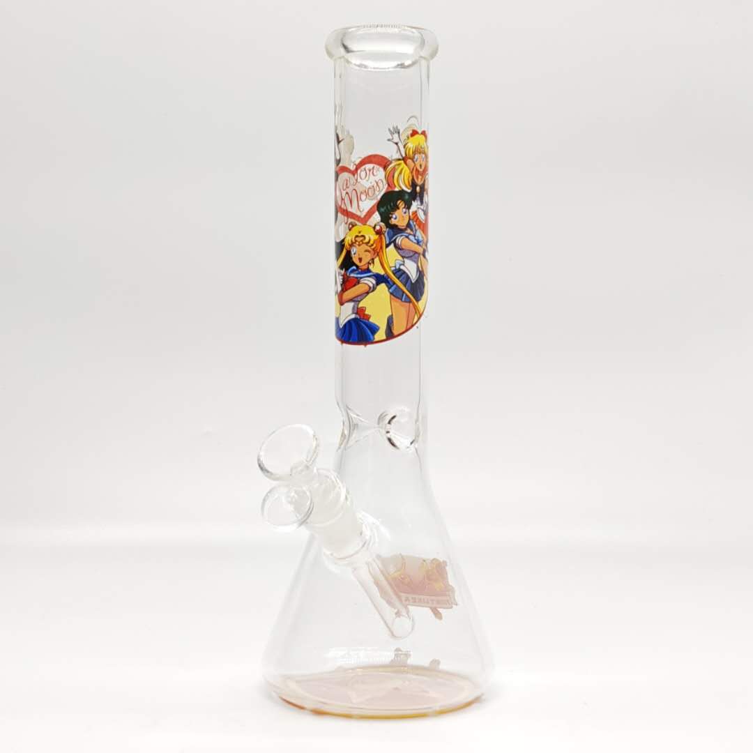 12"44mm Tube 4mm Cartoon Design Beaker Bong