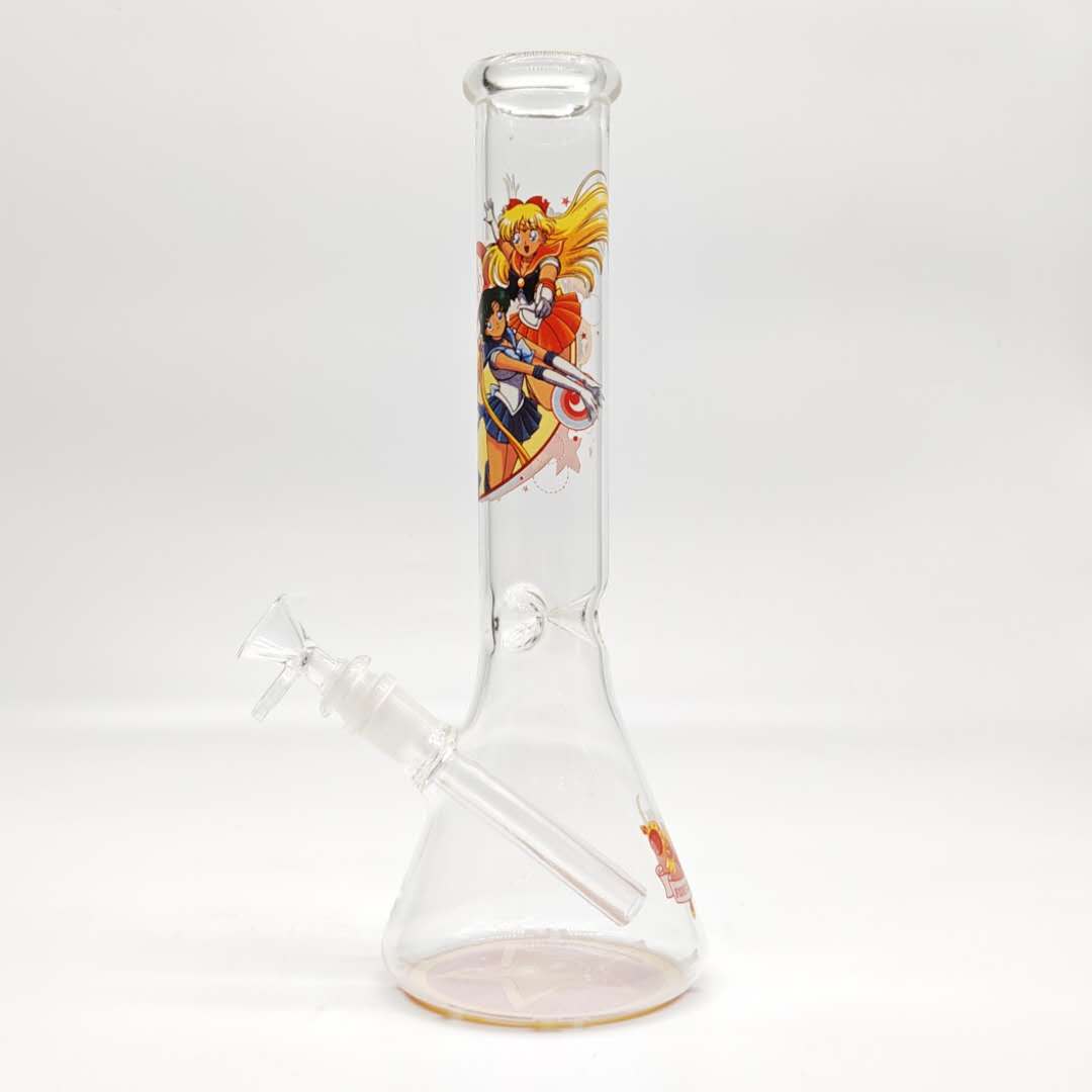 12"44mm Tube 4mm Cartoon Design Beaker Bong