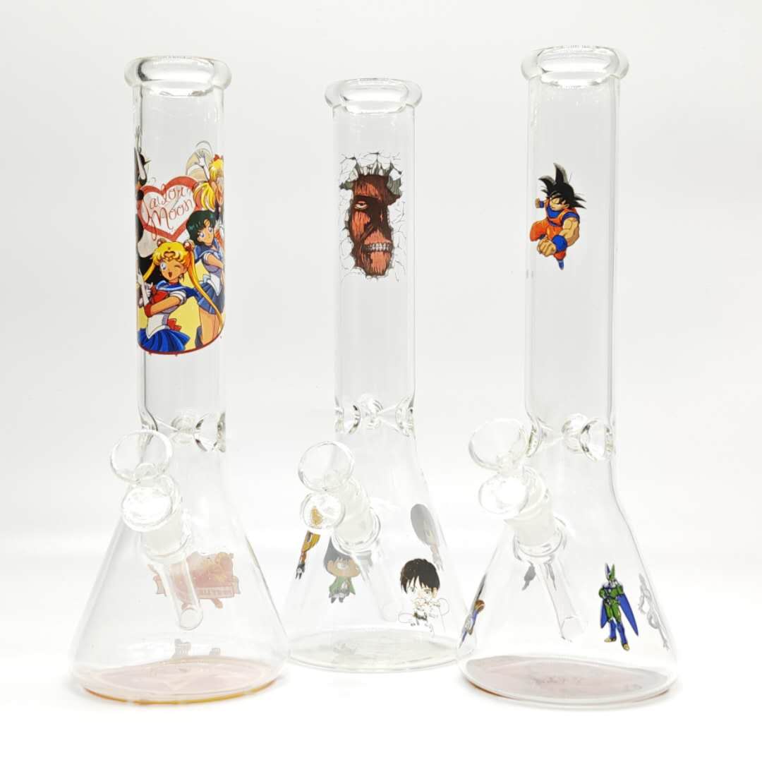 12"44mm Tube 4mm Cartoon Design Beaker Bong