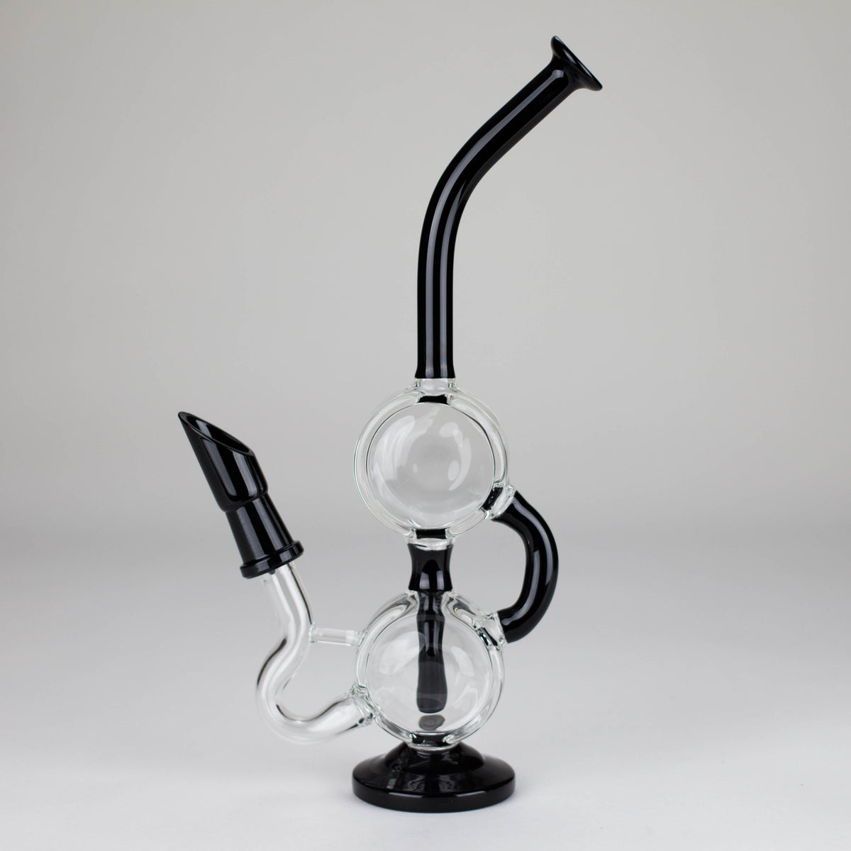 10" Dab Rig Recycler M14 - Black and Clear