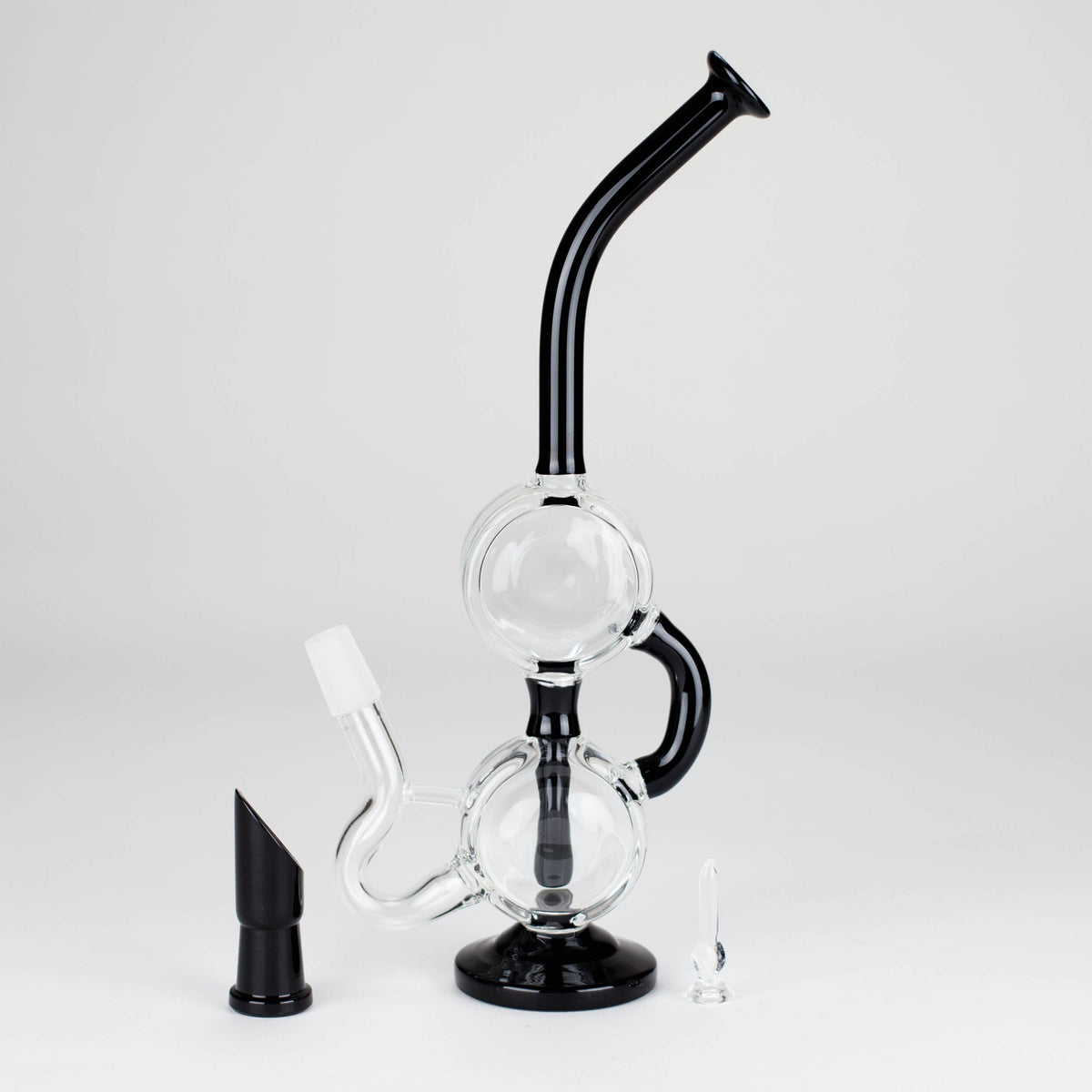 10" Dab Rig Recycler M14 - Black and Clear