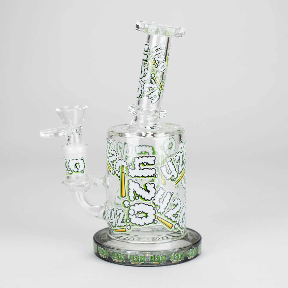 7" Color accented Glass Bong With Perc- 420 Special Edition