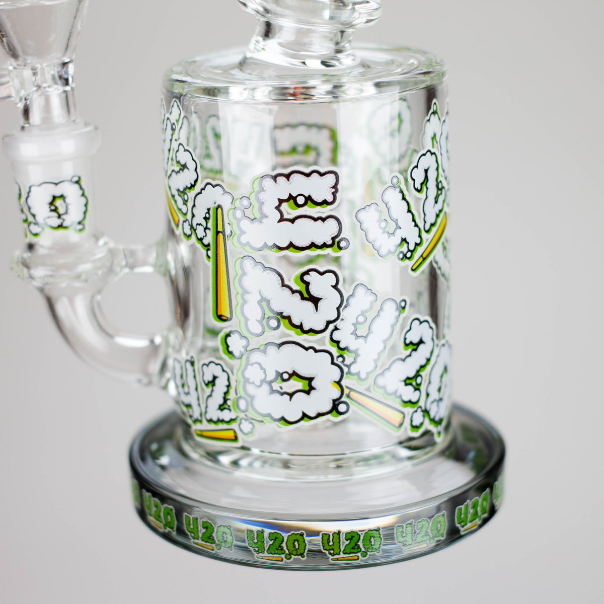 7" Color accented Glass Bong With Perc- 420 Special Edition