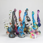 7" Single chamber graphic silicone bubbler-Assorted