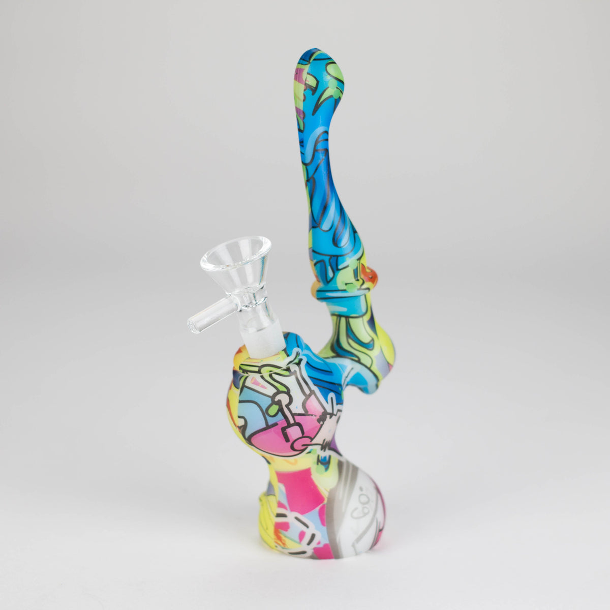 7" Single chamber graphic silicone bubbler-Assorted