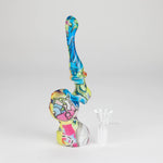 7" Single chamber graphic silicone bubbler-Assorted