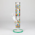 10" Glow in the dark Staight Tube Glass Bong With Flower Design