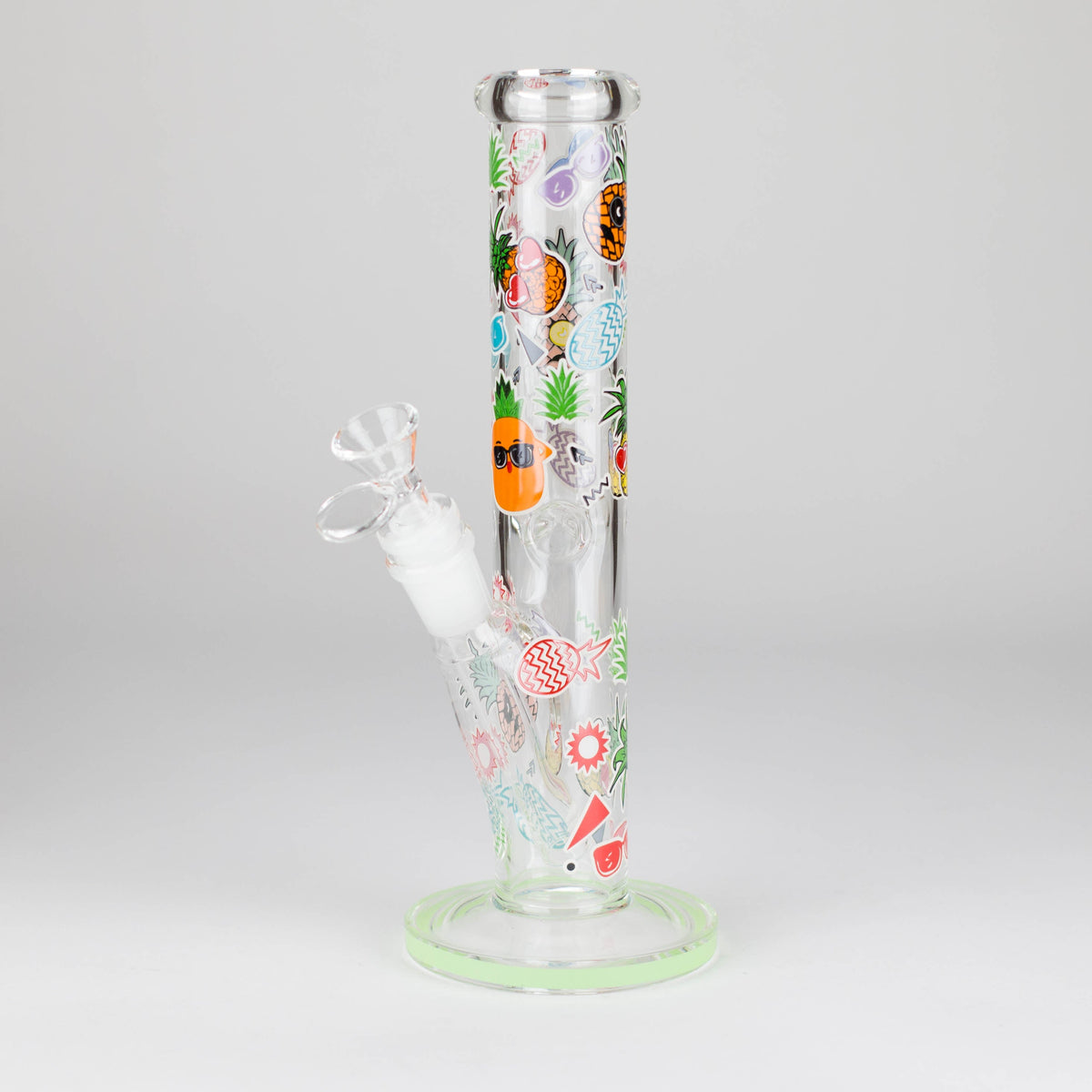 10" Glow in the dark Staight Tube Glass Bong With Flower Design