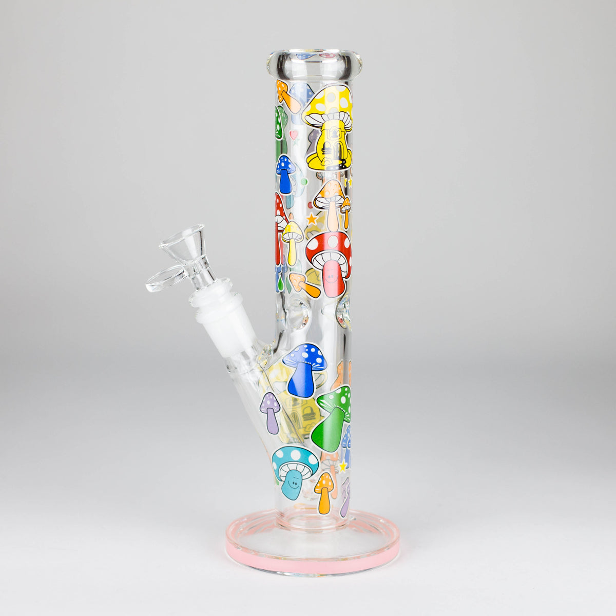 10" Glow in the dark Staight Tube Glass Bong With Flower Design