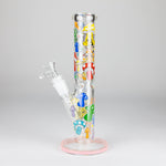 10" Glow in the dark Staight Tube Glass Bong With Flower Design