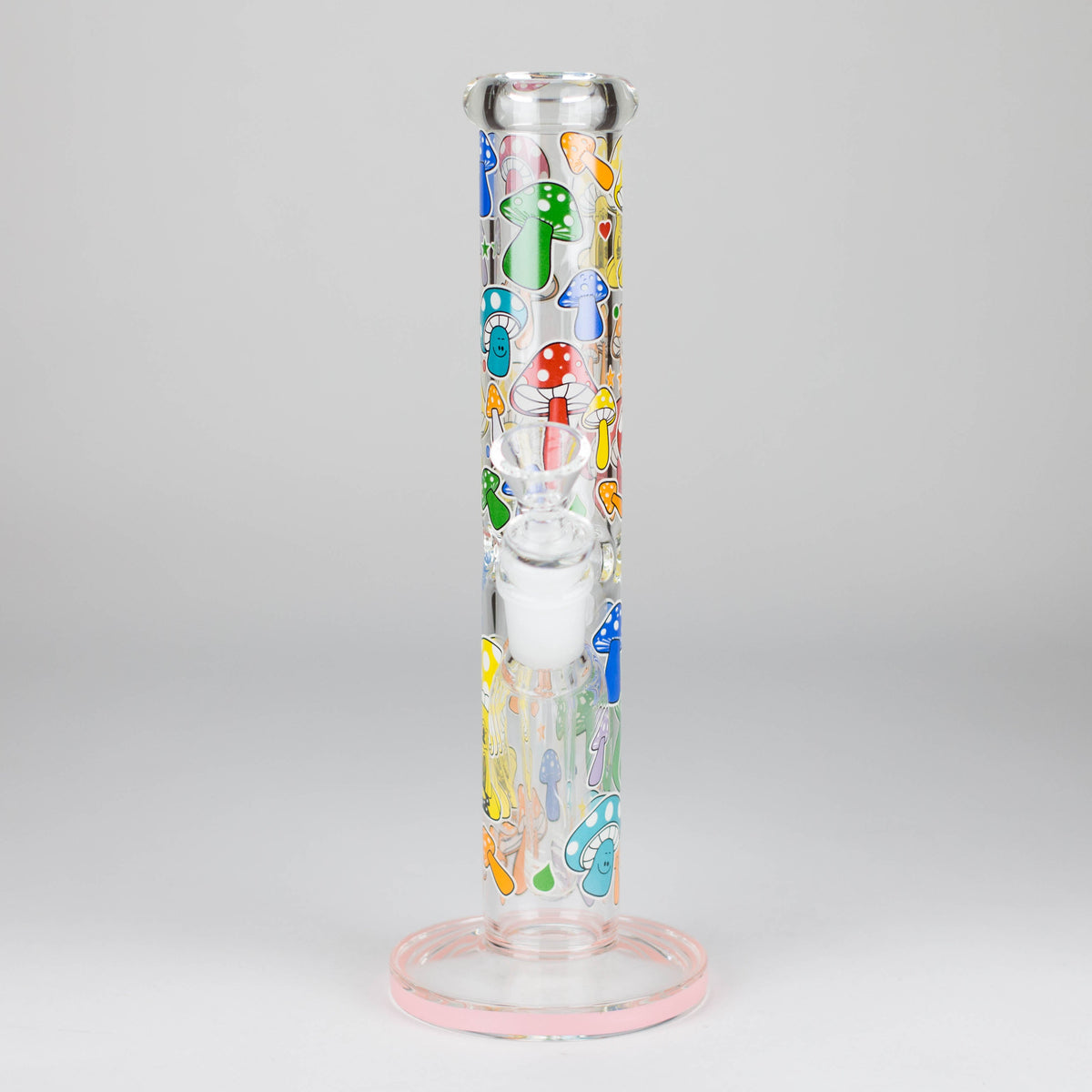 10" Glow in the dark Staight Tube Glass Bong With Flower Design