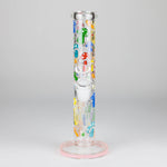 10" Glow in the dark Staight Tube Glass Bong With Flower Design