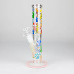 10" Glow in the dark Staight Tube Glass Bong With Flower Design