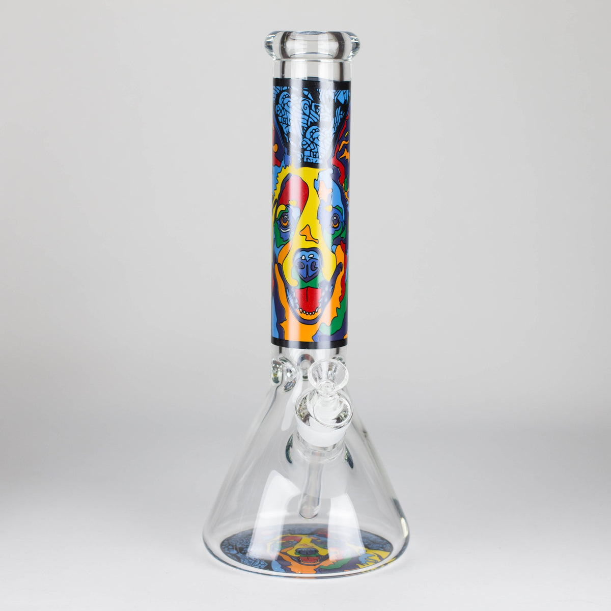 14" 7 mm Glass Bong With Dog Design