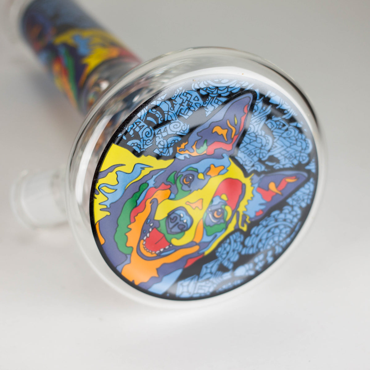 14" 7 mm Glass Bong With Dog Design