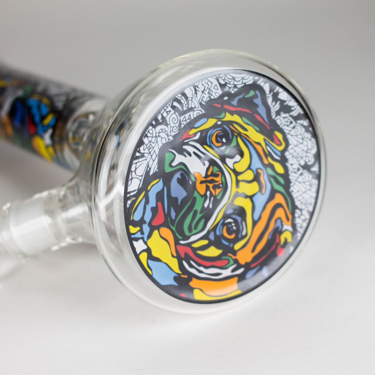 14" 7 mm Glass Bong With Dog Design