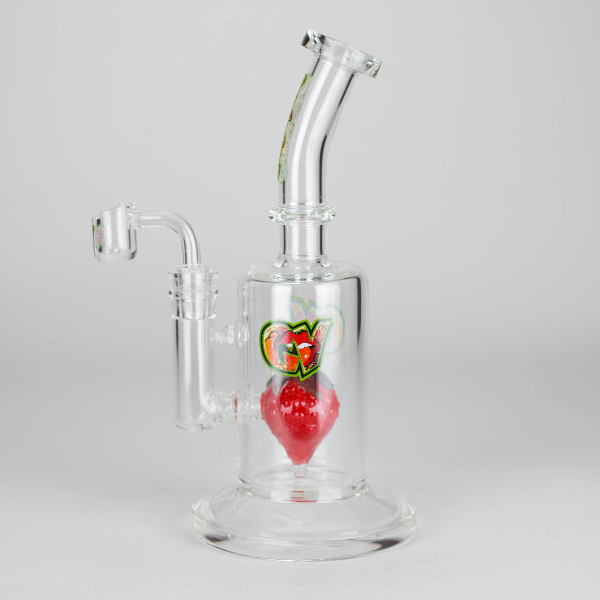 Ganjavibes | 8.5 inches Strawberry perc Waterpipe & Dabrig with Quartz Banger