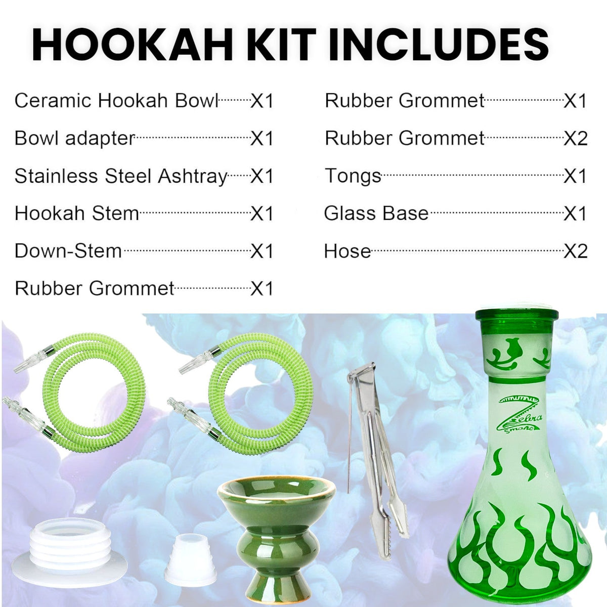 Zebra | 21" Smoke Wild West Gun 2-Hose Hookah