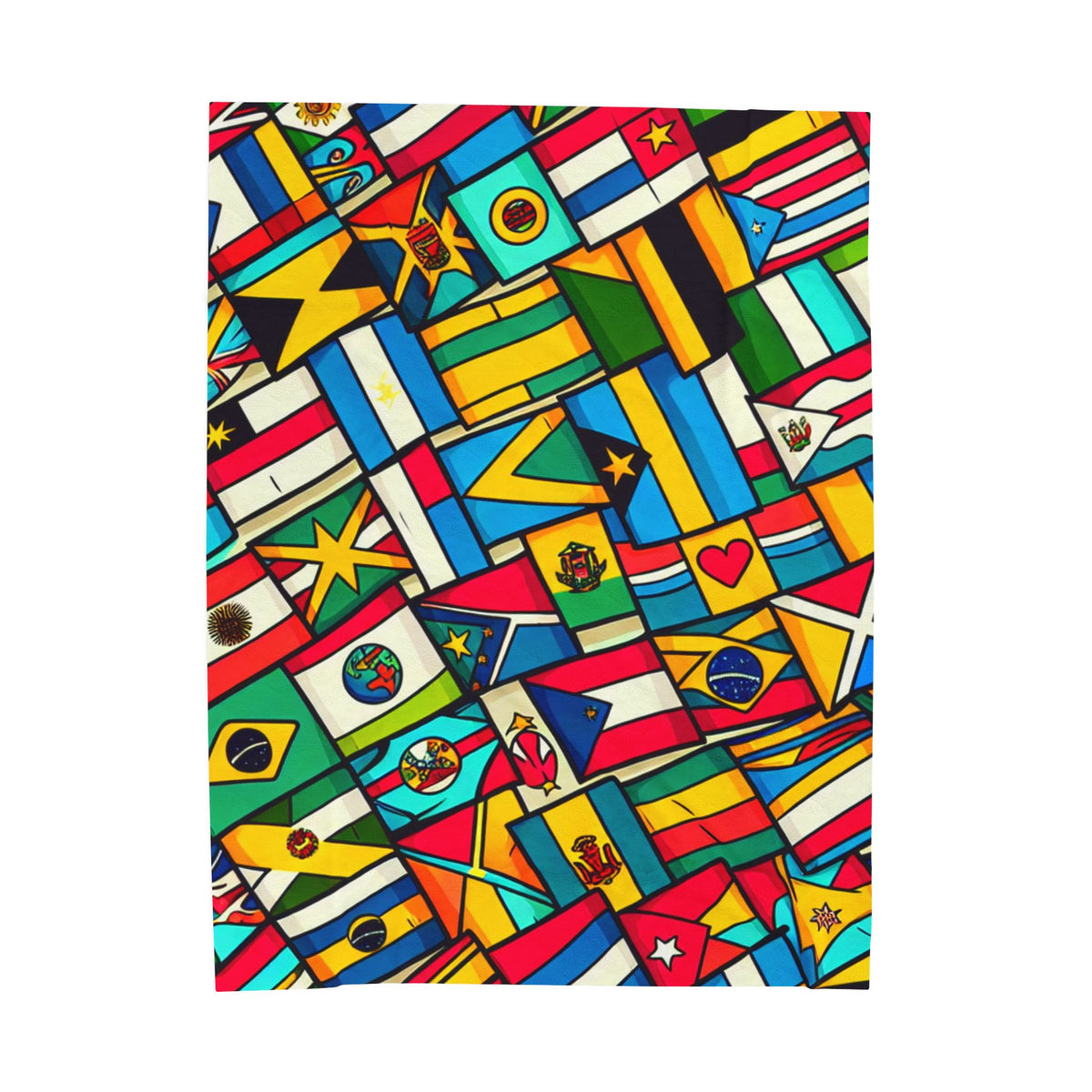 Vibrant World Flags Plush Blanket - Cozy Decorative Throw for Travel Lovers