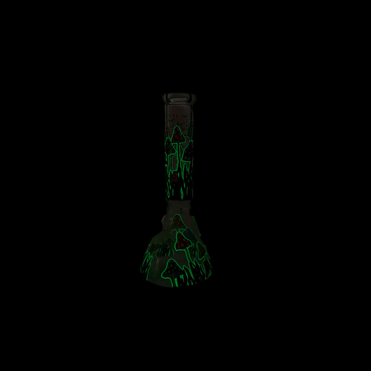 10" Glow in the dark Glass Bong WithMushroom Design