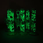 10" Glow in the dark Staight Tube Glass Bong With Flower Design