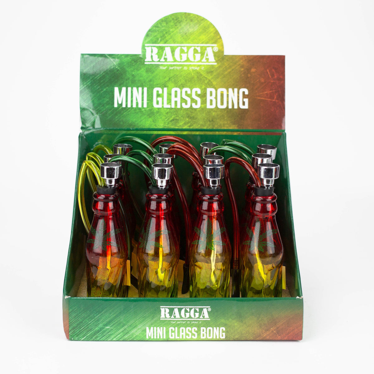 5" rasta mini glass water pipe display of 12