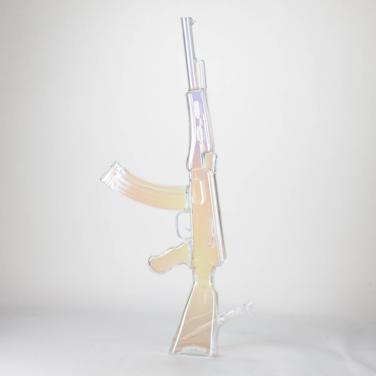 Bong de vidrio galvanizado de 27" con diseño AK-47 y soporte de exhibición [GU001]