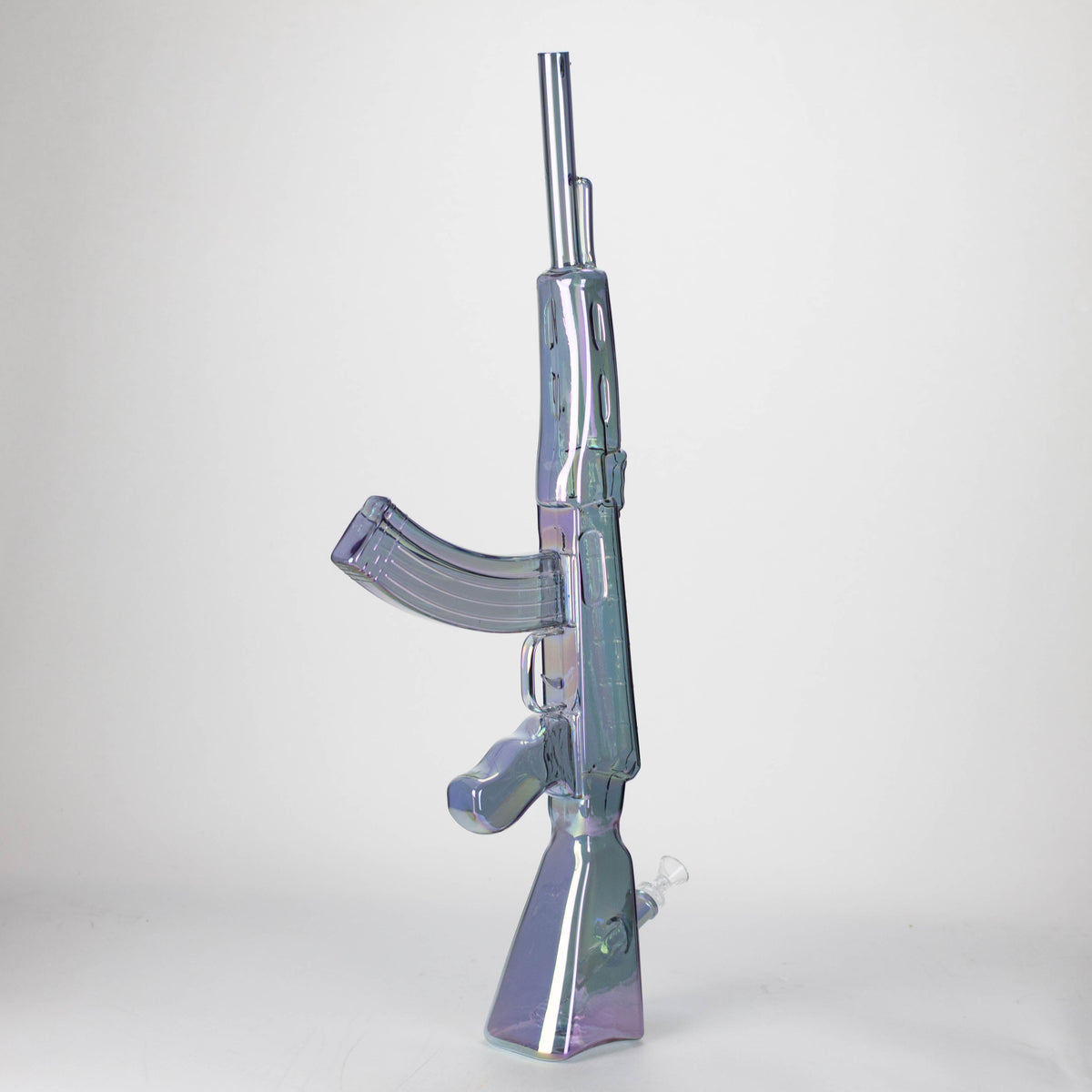 Bong de vidrio galvanizado de 27" con diseño AK-47 y soporte de exhibición [GU001]