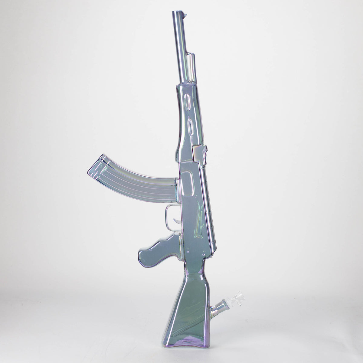 Bong de vidrio galvanizado de 27" con diseño AK-47 y soporte de exhibición [GU001]