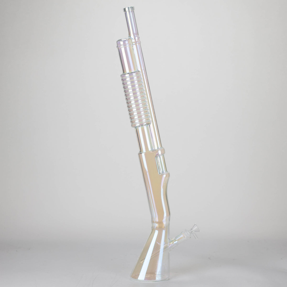 Bong de vidrio de 27" con diseño de escopeta y baño electrochapado con soporte de exhibición [GU004]