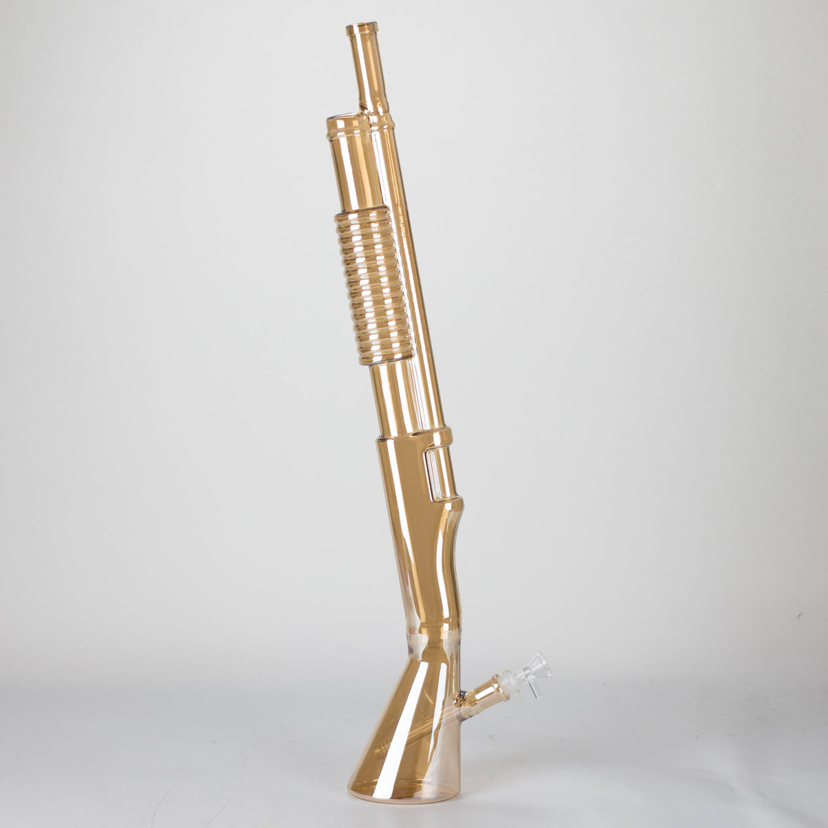 Bong de vidrio de 27" con diseño de escopeta y baño electrochapado con soporte de exhibición [GU004]