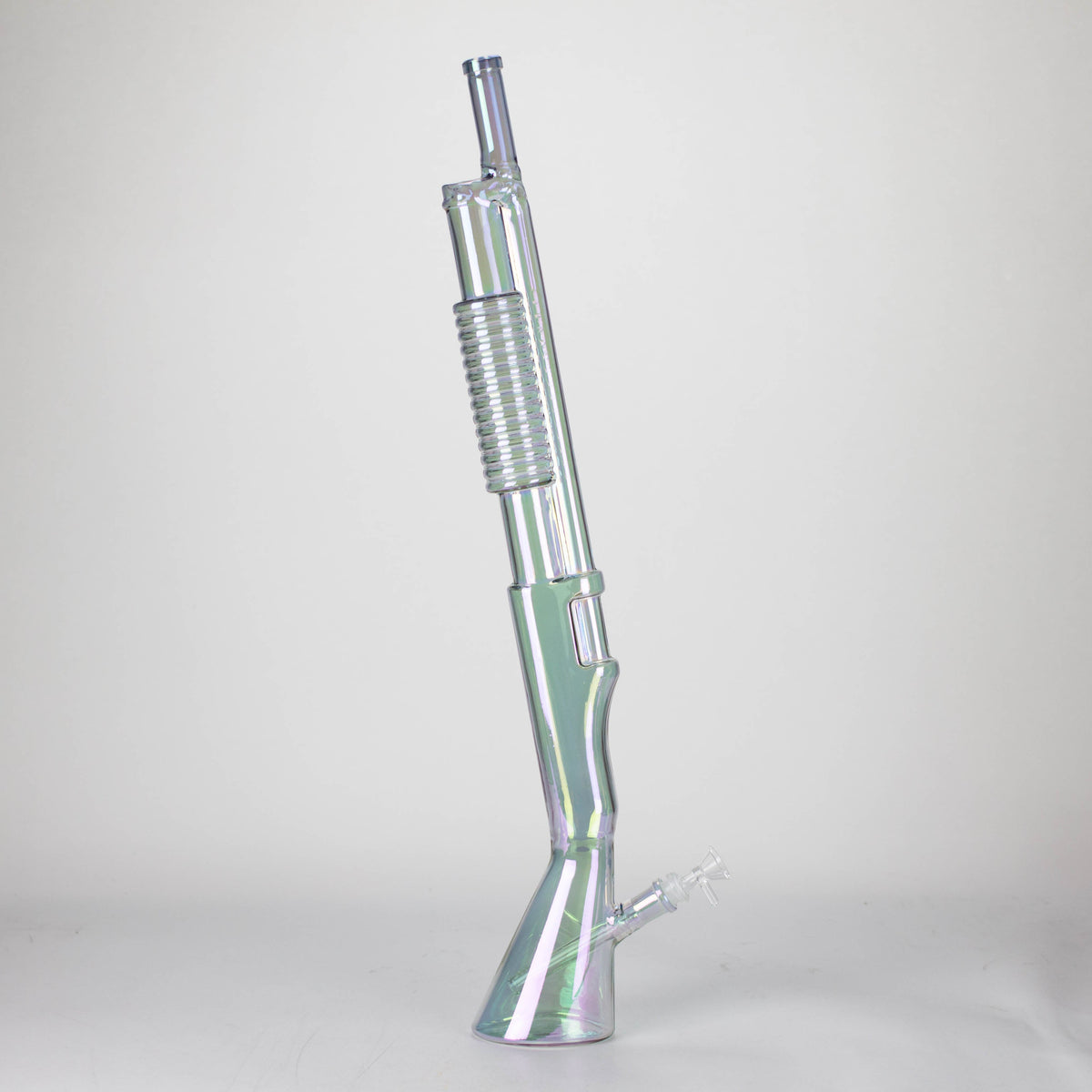 Bong de vidrio de 27" con diseño de escopeta y baño electrochapado con soporte de exhibición [GU004]
