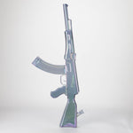 Bong de vidrio galvanizado de 27" con diseño AK-47 y soporte de exhibición [GU001]