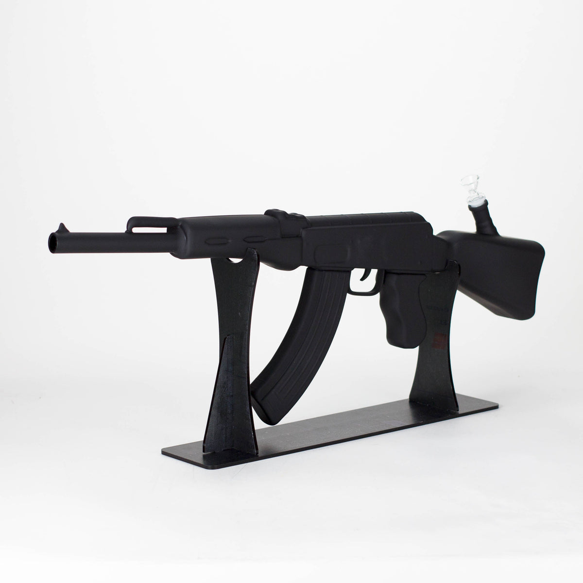 Bong de vidrio pintado de 27" con diseño AK-47 y soporte de exhibición [GU005]