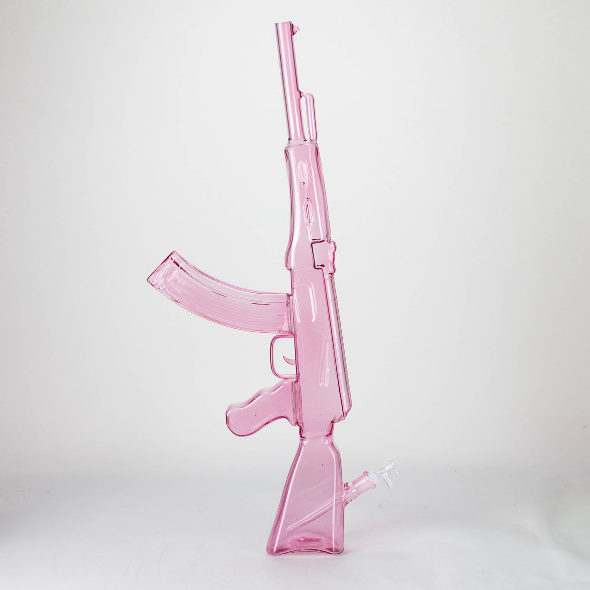 Bong de vidrio pintado de 27" con diseño AK-47 y soporte de exhibición [GU005]